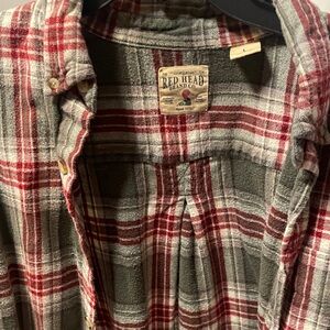 RedHead Men's Casual Plaid Shirt - Red and Gray